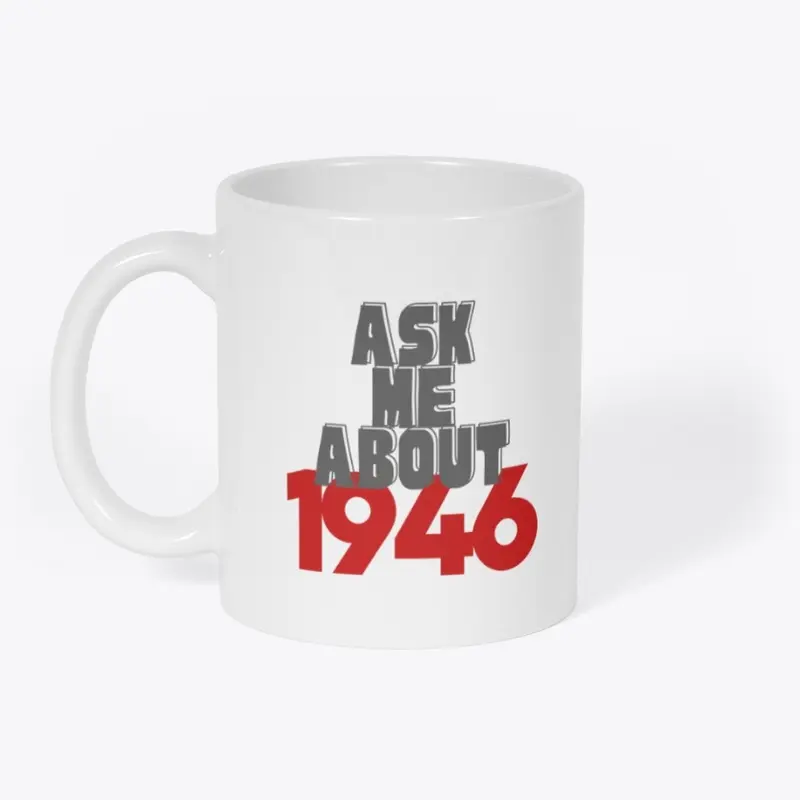 Ask Me Mug- Red & Grey